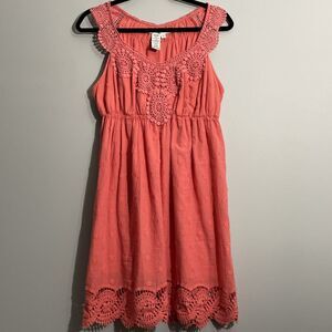 Max Studio Coral Dress Womens L Crochet Neckline Boho Summer Festival